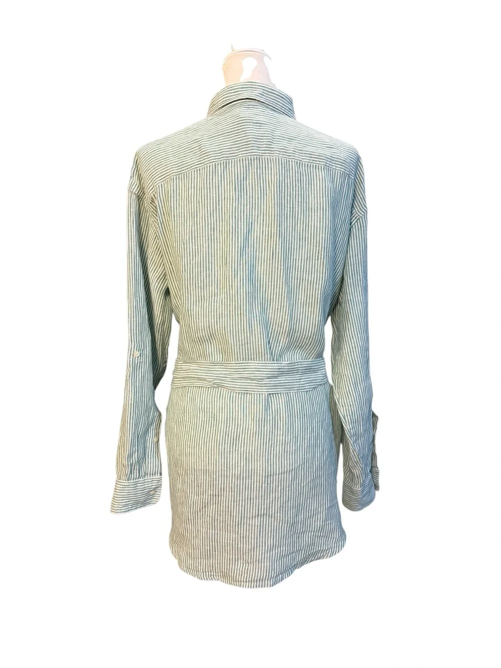 Ralph Lauren Relaxed Fit Striped Belted Linen Shirt NWOT Size Large